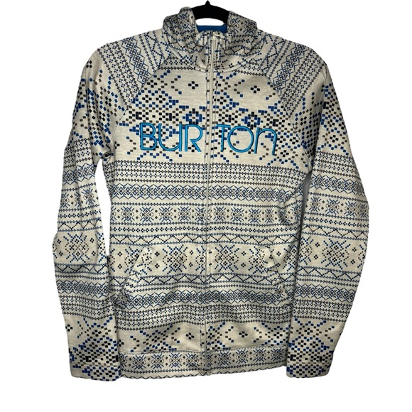 Burton Fair Isle Nordic Print Fleece Lined Hooded Jacket Size Small - Picture 1 of 13